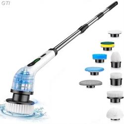 מברשת ניקוי חשמלית CLEAN MAX PRO  נטענת עם 9 ראשים מתחלפים ומוט מתכוונן לניקוי יסודי בכל מקום בבית 