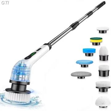 מברשת ניקוי חשמלית CLEAN MAX PRO  נטענת עם 9 ראשים מתחלפים ומוט מתכוונן לניקוי יסודי בכל מקום בבית 